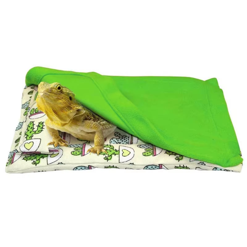 Bearded Dragon Bed with Pillow and Blanket Comfortable Warm Sleeping Bed with Plush Cover for Leopard