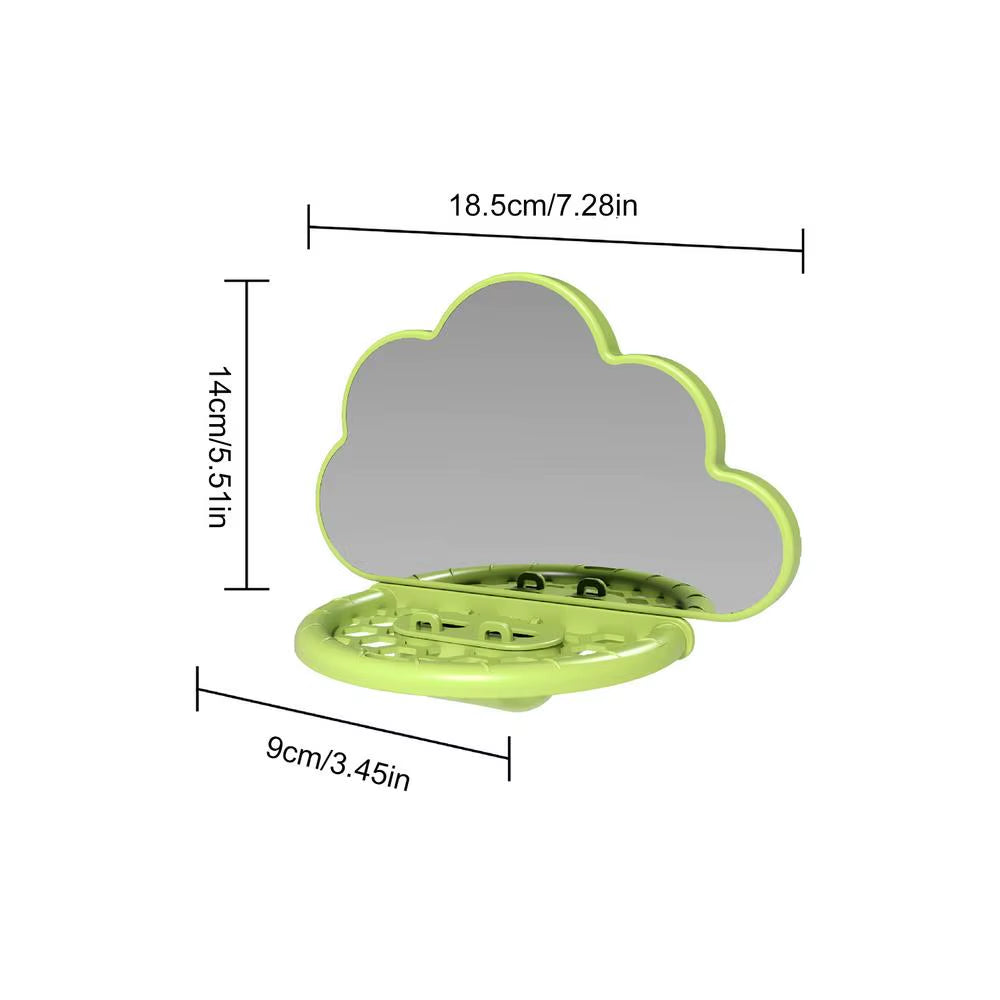 Parrot Cloud Mirror Stand Bird Cage Landscaping Bird Toys Bird Perch Stand Cockatiel Mirror with Feeding Cup Bird Cage Accessory
