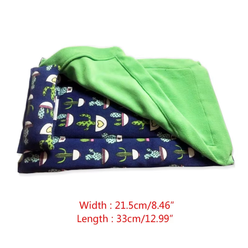 Bearded Dragon Bed with Pillow and Blanket Comfortable Warm Sleeping Bed with Plush Cover for Leopard